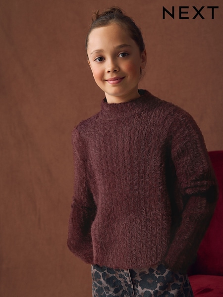 Chocolate Brown Fluffy Jumper (3-16yrs) (H12462) | 74 QAR - 99 QAR