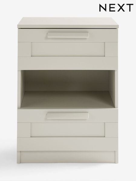 Grey Flynn Paint Effect 2 Drawer Wide Bedside Table (H12464) | €185