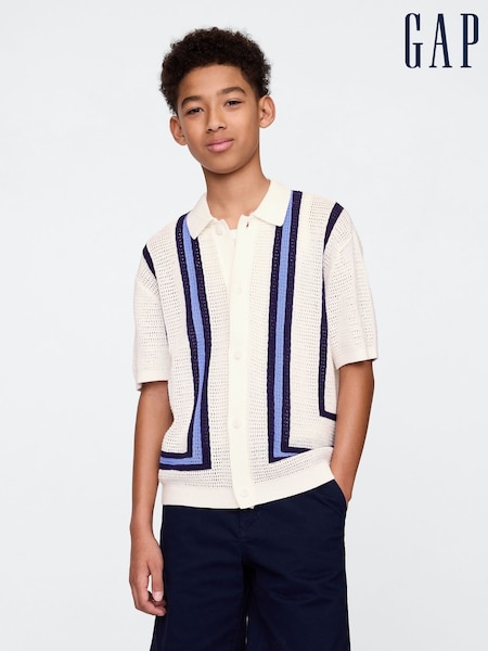 Gap White Relaxed Crochet Shirt (4-13yrs) (H12477) | €39
