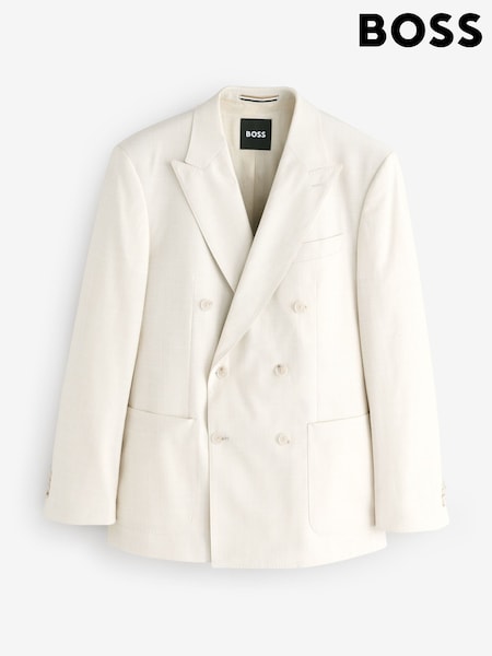 BOSS White Slim Fit Double Breasted Suit Jacket (H12513) | €548