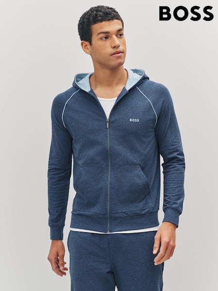 BOSS Blue Light Logo Zip Through Hoooded Jacket (H12545) | R$ 680