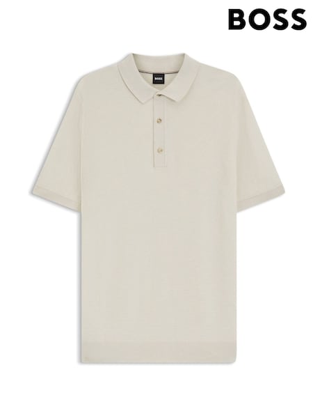 BOSS White Iannotti Knitted Polo Shirt (H12553) | €242