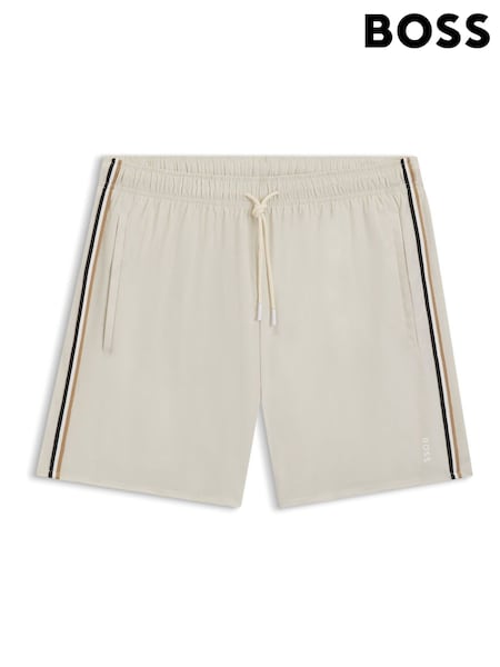 BOSS White Iconic Side Stripe Swim Shorts (H12557) | R$ 585