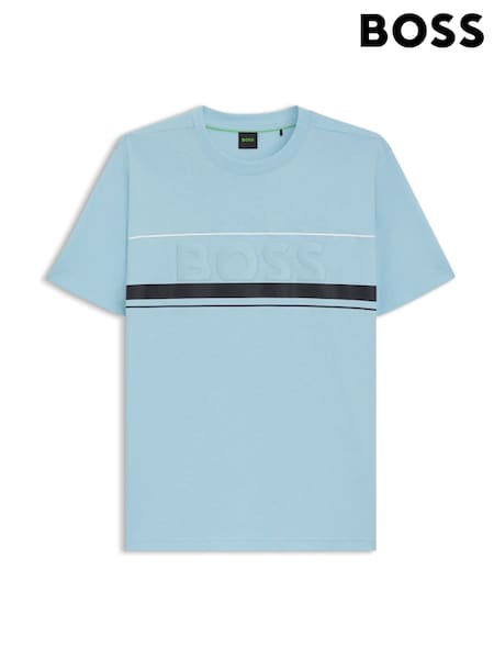 BOSS Blue Embossed Logo Stripe Detail T-Shirt (H12560) | €83