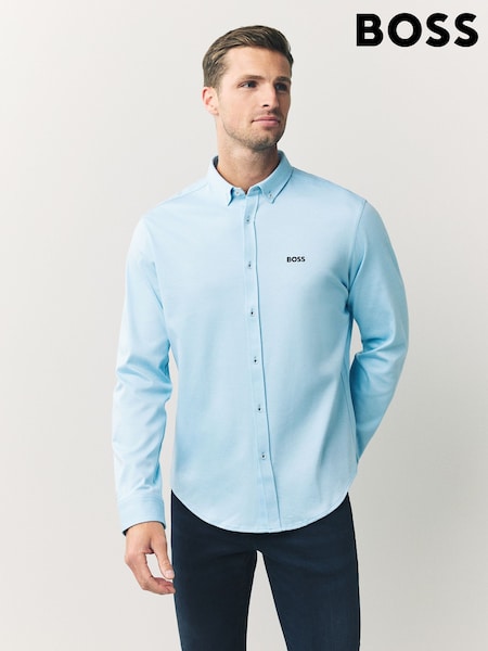 Albastru - BOSS Regular Fit Motion Long Sleeve Shirt (H12561) | 886 LEI