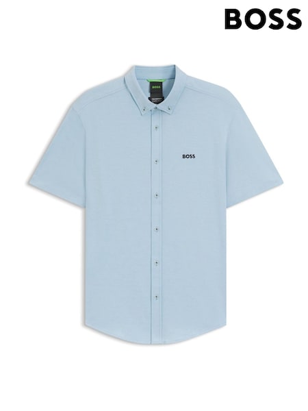 Albastru - BOSS Regular Fit Motion Short Sleeve Shirt (H12576) | 737 LEI