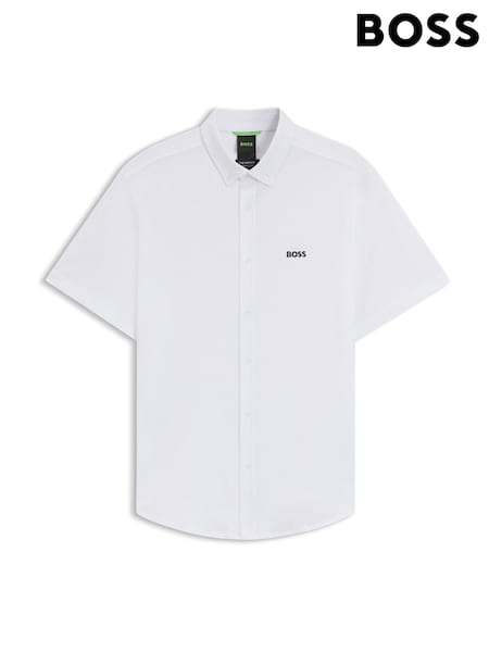 BOSS White Regular Fit Motion Short Sleeve Shirt (H12579) | R$ 980