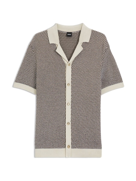 Beige - BOSS Iconico Contrast Button Down Knitted Shirt (H12591) | 310 €