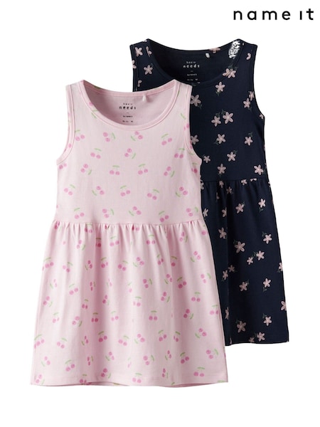Name It Blue Cherry and Star Print Dresses 2 Pack (H12610) | 79 QAR