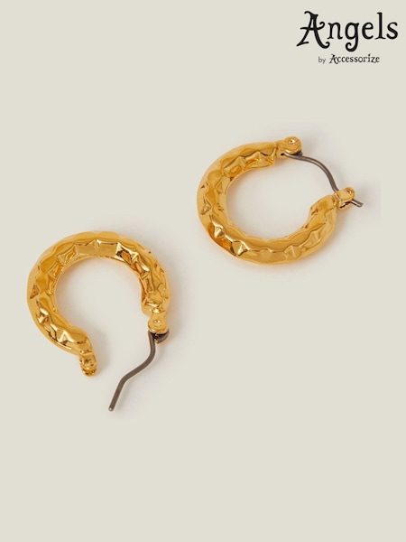 Angels By Accessorize Gold 14ct Plated Diamond Cut Horseshoe Hoop Earrings (H12613) | ₪85