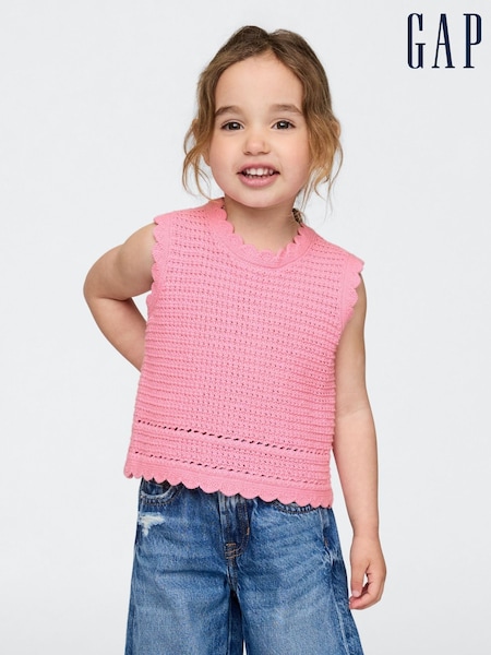 Розовый - Gap Scalloped Sleeveless Crochet Top (6mths-5yrs) (H12623) | €24