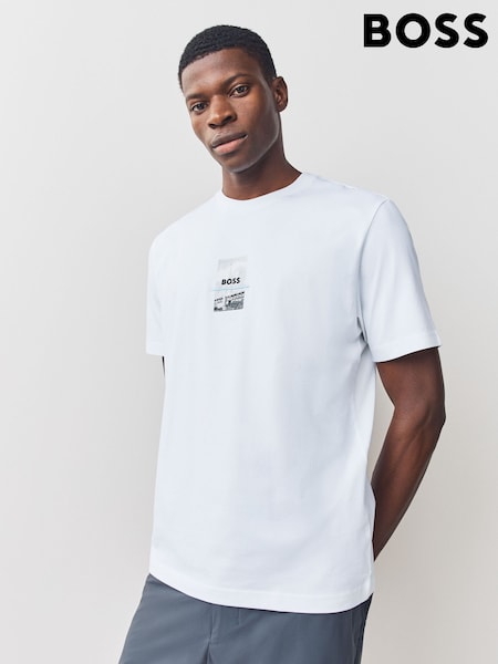BOSS White Regular Fit Graphic T-Shirt (H12647) | AED402