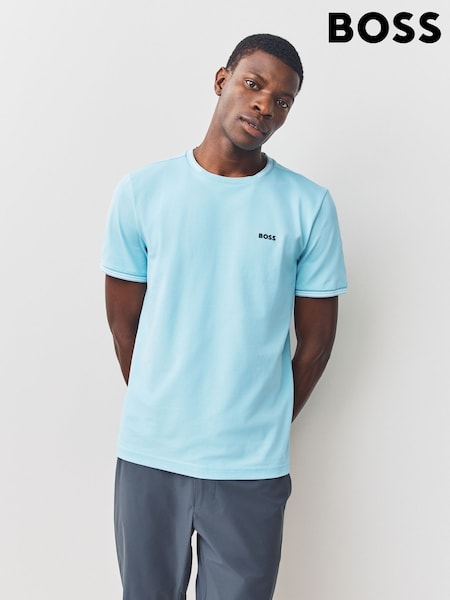 BOSS Blue Taul Tipped Regular Fit Logo T-Shirt (H12650) | €98