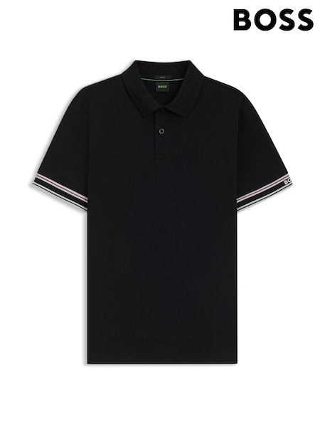 BOSS Black Zone Cuff Detail Logo Regular Fit Polo Shirt (H12669) | R$ 980