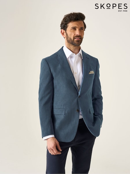 Skopes Blue Tailored Fit Padua Suede Effect Herringbone Jacket (H12672) | €171