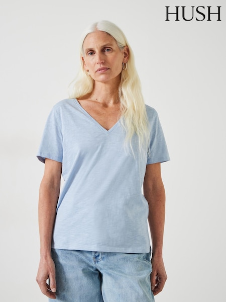 Hush Blue Kali Cotton Slub V-Neck T-Shirt (H12817) | R$ 285