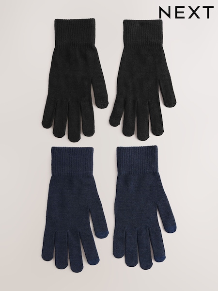 Black / Navy Blue Touch Screen Gloves 2 Pack (H12923) | €11
