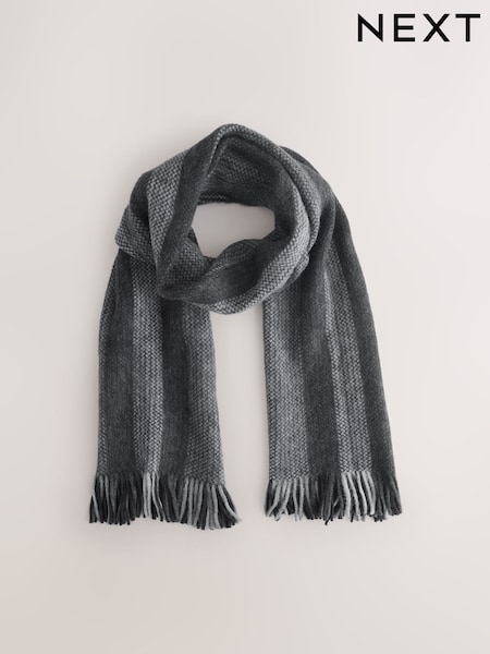 Grey Black/White Stripe Knitted Scarf (H12928) | €15