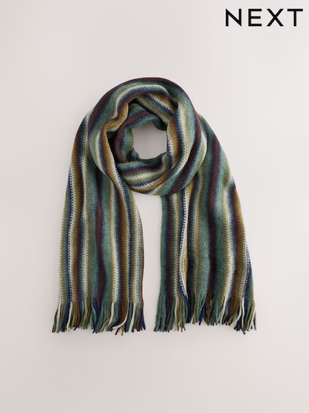 Green/Blue Stripe Knitted Scarf (H12929) | €15