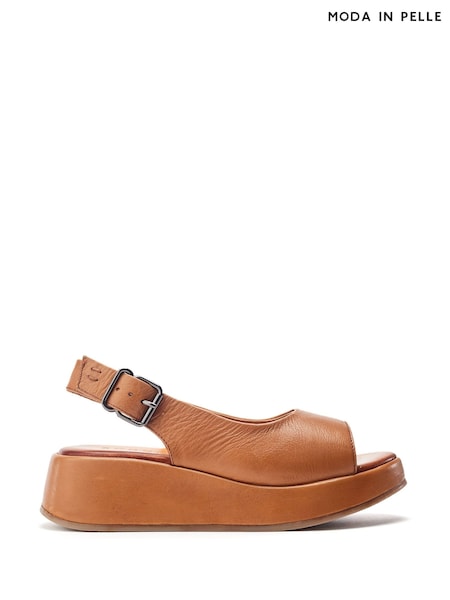 Moda in Pelle Sh Gorge Minimal Slingback Leather Platform Black Sandals (H12946) | ₪548