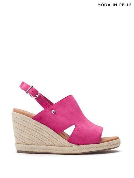 Moda in Pelle Kanji Sling Back Wedges Suede Brown Sandals (H12954) | € 139
