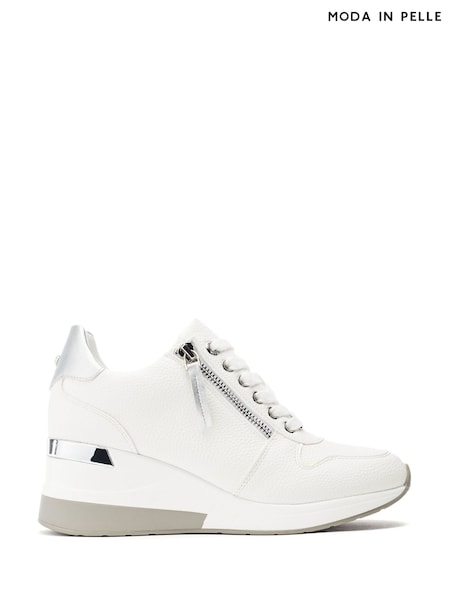 Белый - Moda in Pelle Blue Caspia Lace-Up Wedge Trainers (H12955) | €86