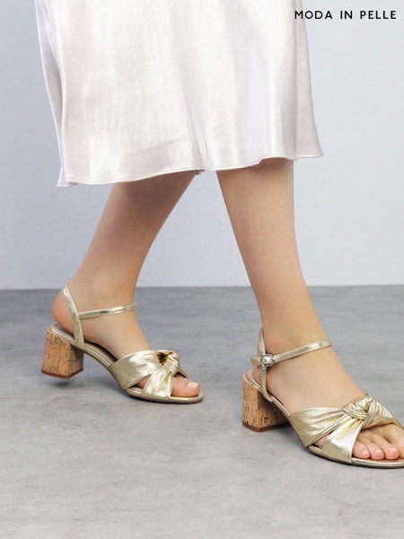 Moda in Pelle Mokara Twist Knot Feature Comfort Block Heel Brown Sandals (H12956) | ₪448