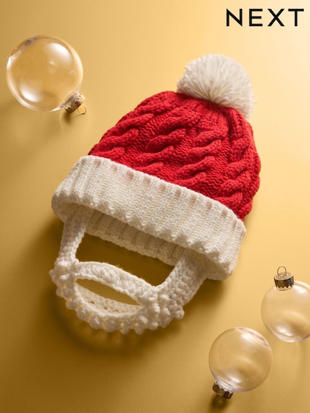 Red White Santa Cable Knit Bobble Hat (H12976) | €17.50