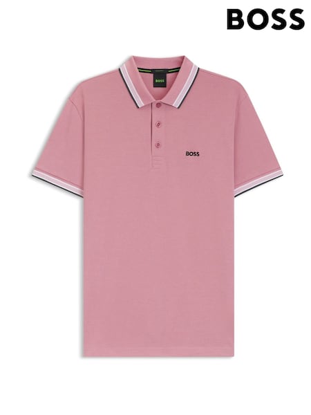 BOSS Pink Regular-Fit Paddy Tipped Collar Polo Shirt (H12991) | €113