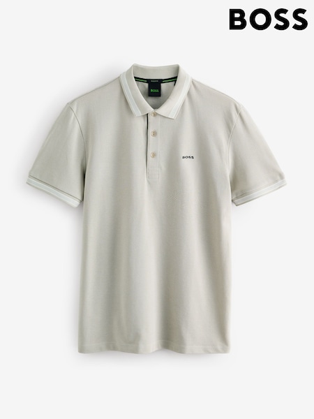 BOSS Grey Regular-Fit Paddy Tipped Collar Polo Shirt (H12996) | €118