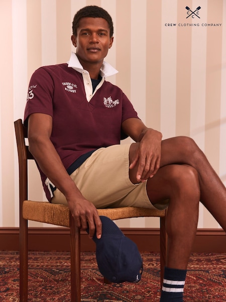 Crew Clothing Red Embroidered 100% Cotton Rugby Shirt (H13045) | €65
