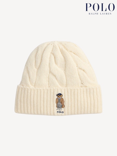 Polo Ralph Lauren Cream Fall Bear Wool Hat (H13130) | €114