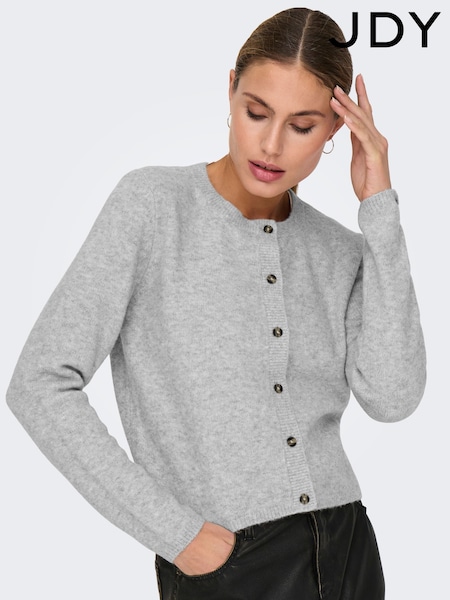 JDY Grey Crew Neck Knitted Cardigan (H13155) | ₪131