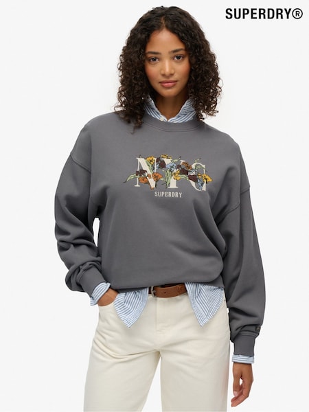 Superdry Grey Night Garden Oversized Crew Sweatshirt (H13181) | R$ 495