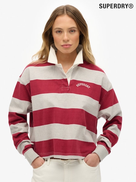 Superdry Red Athletic Essentials Stripe Rugby Top (H13189) | €58