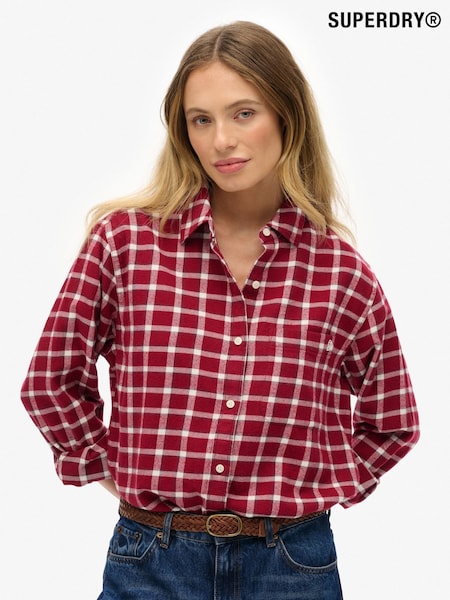 Superdry Red Boyfriend Check Flannel Shirt (H13200) | €58