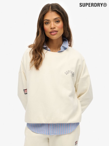Superdry Cream Athletic Essentials Printed Crew Sweatshirt (H13203) | €65