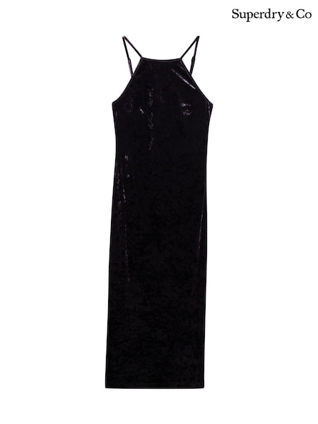 Superdry Black Lace Back Velvet Midi Dress (H13206) | €89