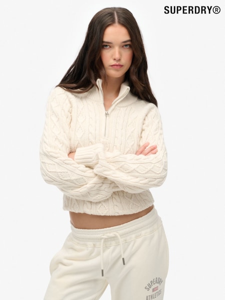 Superdry Cream Brushed Cable Roll Neck Jumper (H13211) | €69