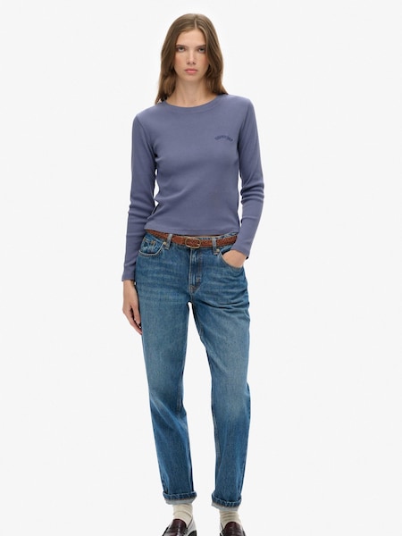 Superdry Blue Athletic Essentials Logo Garment Dyed Ribbed Top (H13223) | R$ 265