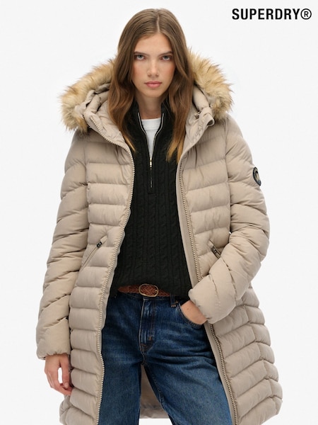 Cinza - Superdry Fuji Faux Hood Mid Length Jacket (H13224) | R$ 1.085