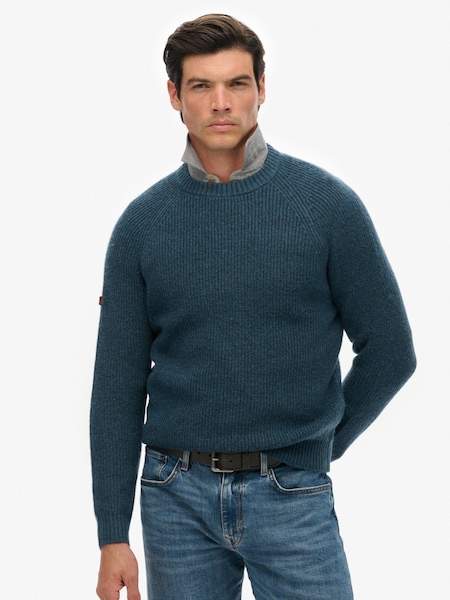Azul - Superdry Chunky Raglan Jumper (H13246) | R$ 495