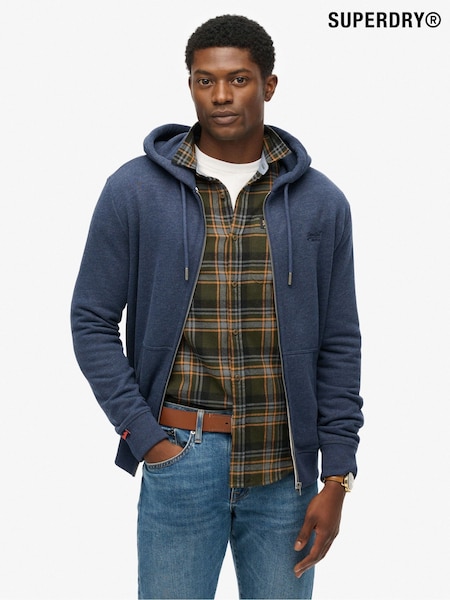 Superdry CHAMBRAY BLUE Essential Logo Half Brushed Zip Hoodie (H13256) | €80