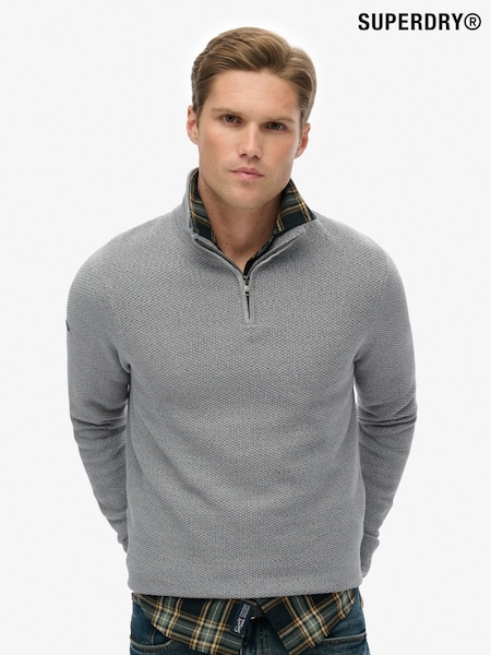 Superdry Grey Cotton Texture Half-Zip Jumper (H13262) | €87