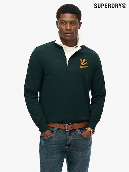 Superdry Eagle Green Chest Band Vintage Athletic Stripe Rugby Top (H13280) | €72