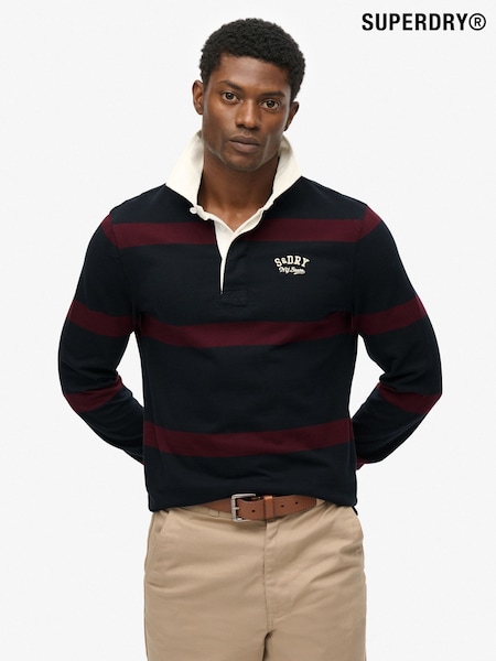 Superdry Eclipse Navy/Port Vintage Athletic Stripe Rugby Top (H13303) | 247 QAR