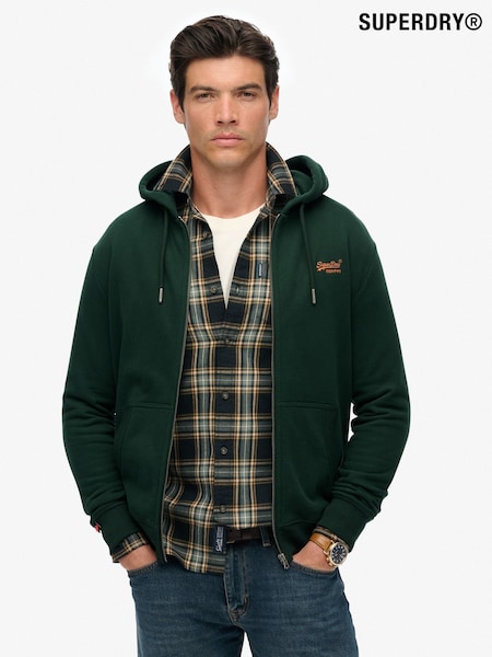 Superdry Olive Green Essential Logo Half Brushed Zip Hoodie (H13310) | €80