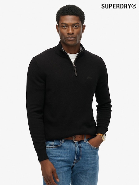 Superdry Black Wool Blend Half Zip Jumper (H13315) | R$ 495