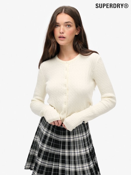 Superdry White Micro Cable Cardigan (H13324) | €58