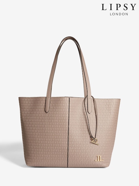 Lipsy Brown Embossed Shoppers Bag (H13357) | €50.50